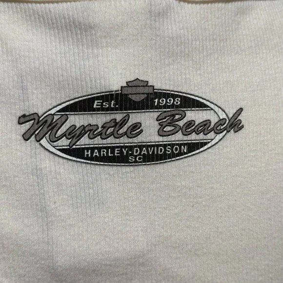 Harley Davidson White Ribbed Tank Top Studded Myrtle Beach NWT Women M 2010 Y2K - Picture 6 of 7